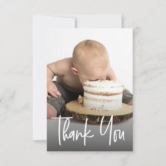 Cute photo handlettering 1st birthday Custom note Bedankkaart (Voorkant)
