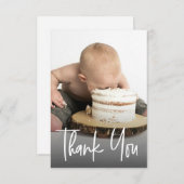 Cute photo handlettering 1st birthday Custom note Bedankkaart (Voorkant / Achterkant)