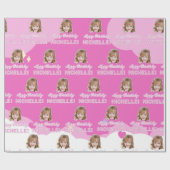 Cute Photo Happy Birthday Wrapping Paper Customize Cadeaupapier (Vlak)