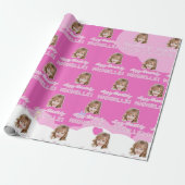 Cute Photo Happy Birthday Wrapping Paper Customize Cadeaupapier (Uitgerold)