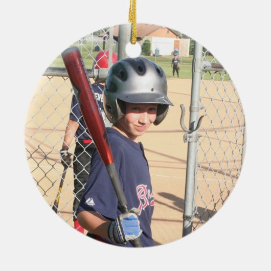 Cute Photo Keepsake Baseball Personalized Keramisch Ornament (Achterkant)