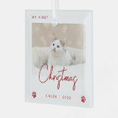 Cute Photo Kitten, 1 e kerstpagina Rood Glas Ornament (Voorkant links)