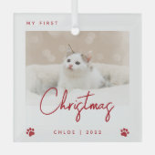 Cute Photo Kitten, 1 e kerstpagina Rood Glas Ornament (Voorkant)