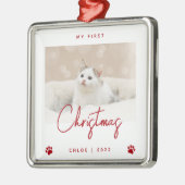 Cute Photo Kitten, 1 e kerstpagina Rood Metalen Ornament (Links)