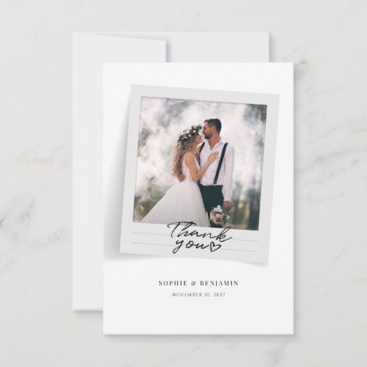 Cute Photo Lijst Hand-Lettered Wedding Bedankkaart (Voorkant)