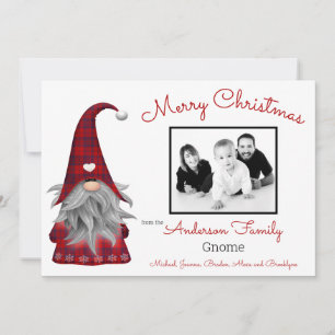 Cute Photo Merry Kerstmis Elf Personalized Gnome Feestdagenkaart