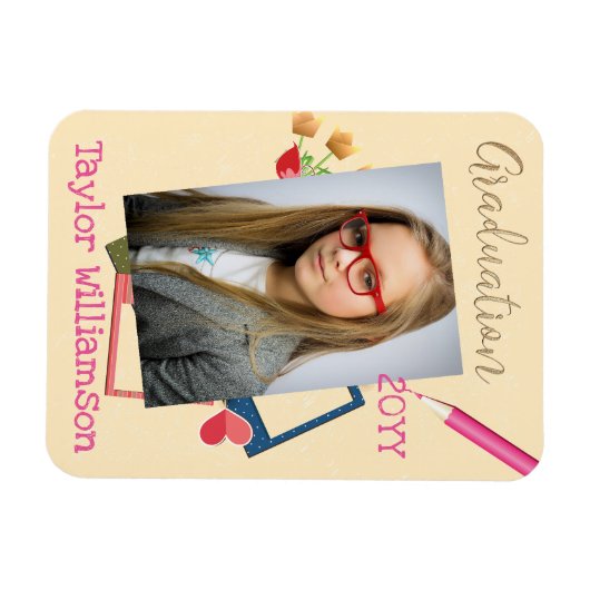 Cute Photo Middle School Afstuderen Favor Magneet (Horizontaal)
