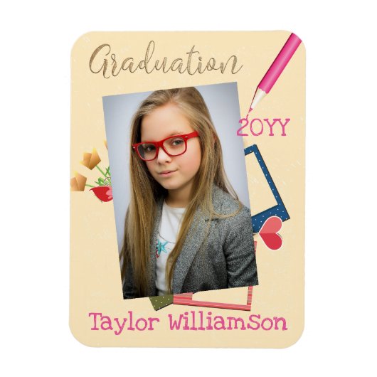 Cute Photo Middle School Afstuderen Favor Magneet (Verticaal)