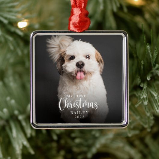 Cute Photo My First Kerstmis Pet Ornament (Boom)