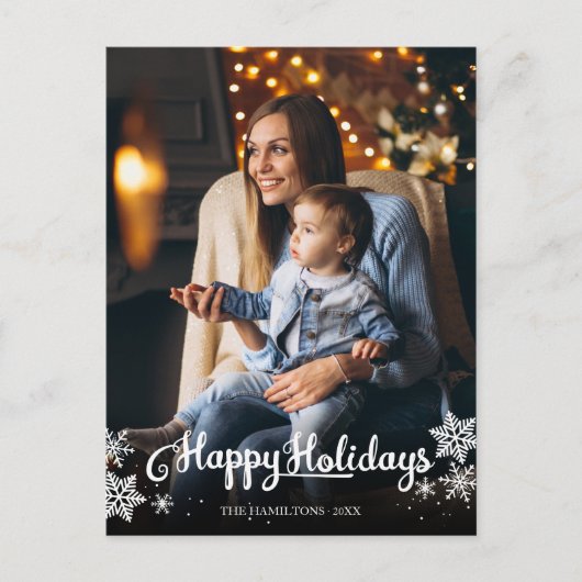 Cute Photo Prettige feestdagen Snowflake Kerstmis Briefkaart (Voorkant)