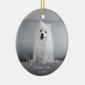 Cute Photo Puppy Dog First Kerstmis Keramisch Ornament (Rechts)