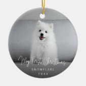 Cute Photo Puppy Dog First Kerstmis Keramisch Ornament (Voorkant)