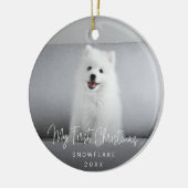Cute Photo Puppy Dog First Kerstmis Keramisch Ornament (Links)