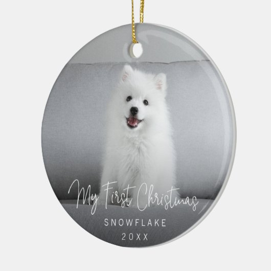 Cute Photo Puppy Dog First Kerstmis Keramisch Ornament (Links)