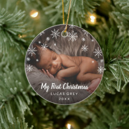Cute Photo Snowflakes Baby Eerste Kerstmis Keramisch Ornament