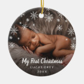Cute Photo Snowflakes Baby Eerste Kerstmis Keramisch Ornament (Voorkant)