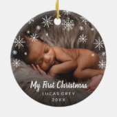Cute Photo Snowflakes Baby Eerste Kerstmis Keramisch Ornament (Achterkant)