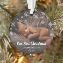 Cute Photo Snowflakes Grandparent First Kerstmis
