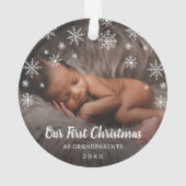 Cute Photo Snowflakes Grandparent First Kerstmis Ornament (achterkant)