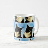 Cute Photo Tuxedo Cat Blue Pattern Koffiemok (Voorkant rechts)
