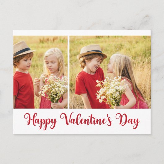 Cute Photo Valentijnsdag Brush Script Briefkaart (Voorkant)