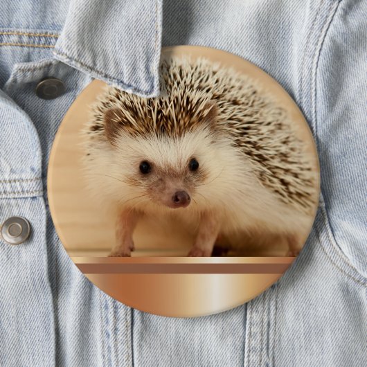 Cute Photographic Hedégel Button Pin (In situ)