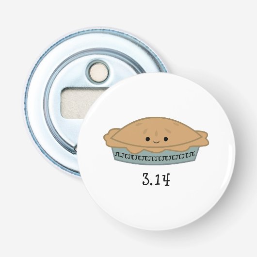 Cute Pi Dag 3.14 Button Flesopener (Voorkant)