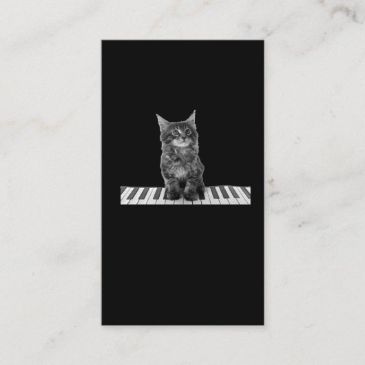 Cute Piano Cat Pianist Keyboard Player Visitekaartje (Voorkant)