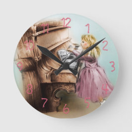 Cute Piano Girl , Elegant  Art Ronde Klok