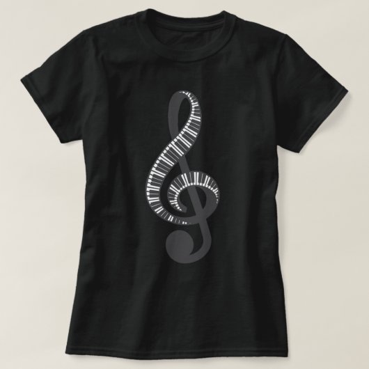 Cute Piano Keyboard Treble Clef Music Note Music G T-shirt (Design voorkant)