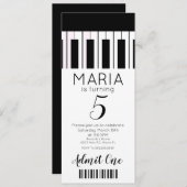 Cute Piano Music Ticket Style Party Invitation Kaart (Voorkant / Achterkant)