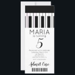 Cute Piano Music Ticket Style Party Invitation Kaart<br><div class="desc">Concert Piano Birthday Ticket</div>