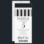 Cute Piano Music Ticket Style Party Invitation Kaart<br><div class="desc">Concert Piano Birthday Ticket</div>
