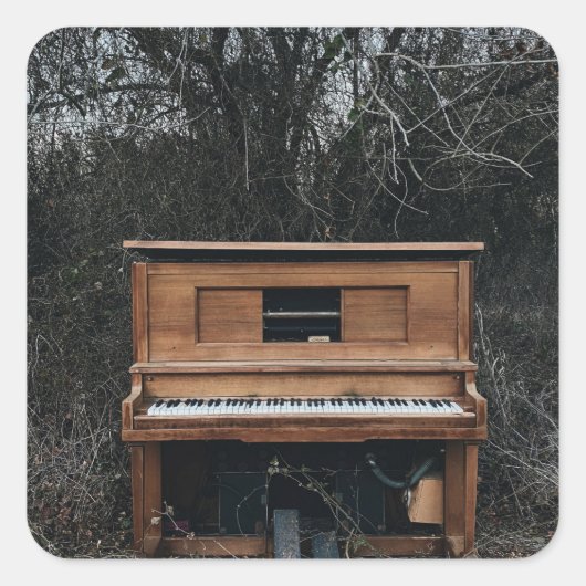 Cute Piano Vierkante Sticker (Voorkant)
