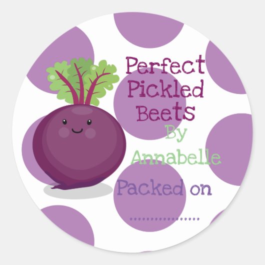 Cute picked beets cartoon illustratie label (Voorkant)