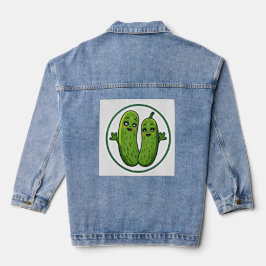 Cute Pickle Koppel Funny Kawaii Augurken T-Shirt v Denim Jacket