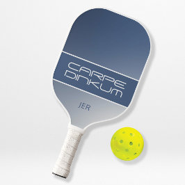Cute Pickleball Dink Pun Gradient Initiaal Blue Pickleball Paddle