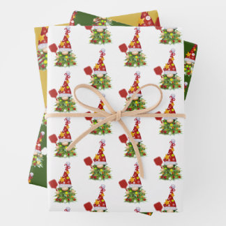 Cute Pickleball-kerstgnomen Inpakpapier Vel