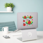 🐞 Cute pickleball ladybug met pickleball paddles Sticker (Laptop op bureau)