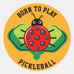 🐞 Cute pickleball ladybug oranje Ronde Sticker