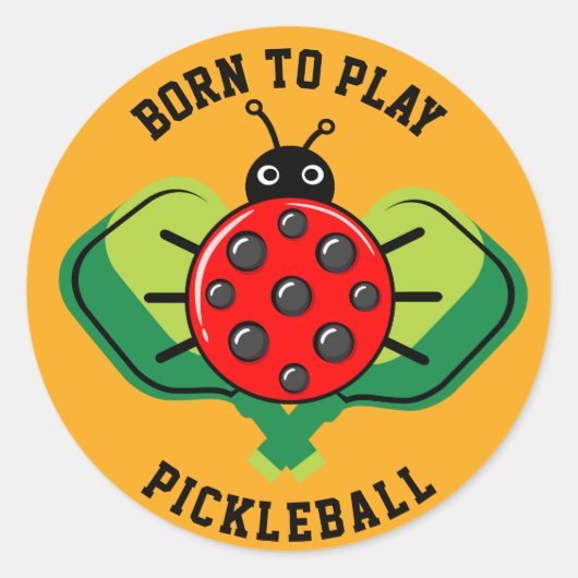 🐞 Cute pickleball ladybug oranje Ronde Sticker (Voorkant)