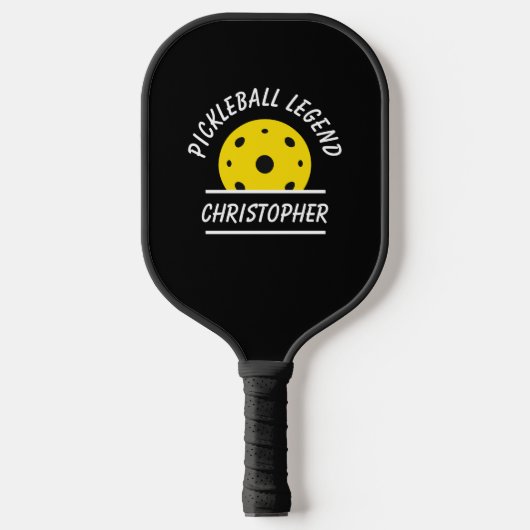 Cute Pickleball Legend Name Ball Black Yellow Fun Pickleball Paddle (Voorkant)