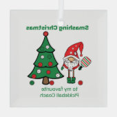 Cute Pickleball Merry Kerstglas Ornament (Achterkant)
