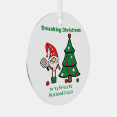 Cute Pickleball Merry Kerstmetal Ornament (Voorkant Rechts)