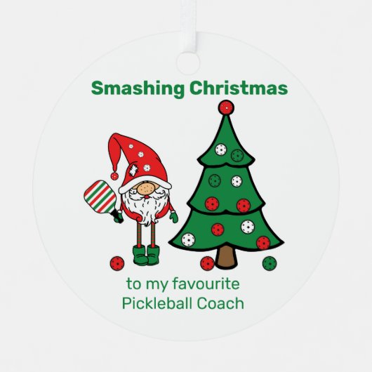 Cute Pickleball Merry Kerstmetal Ornament (Voorkant)