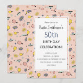 Cute Pickleball Party 50th Birthday Invitation Kaart (Voorkant / Achterkant)