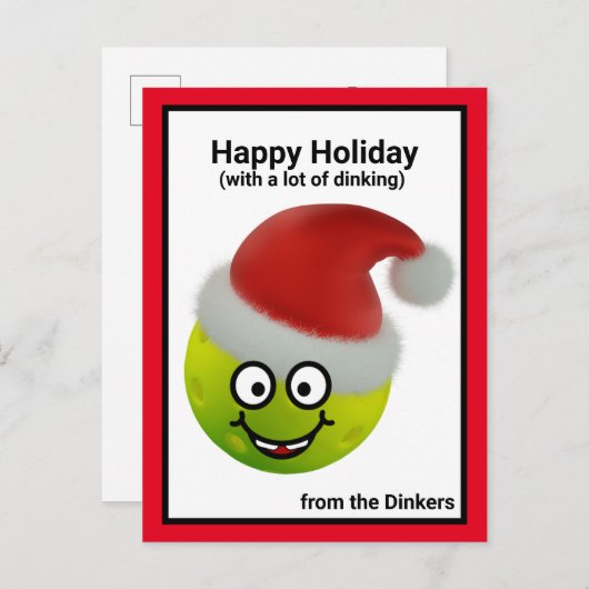 Cute Pickleball Santa 🎅 aangepaste tekst Briefkaa Briefkaart (Voorkant / Achterkant)