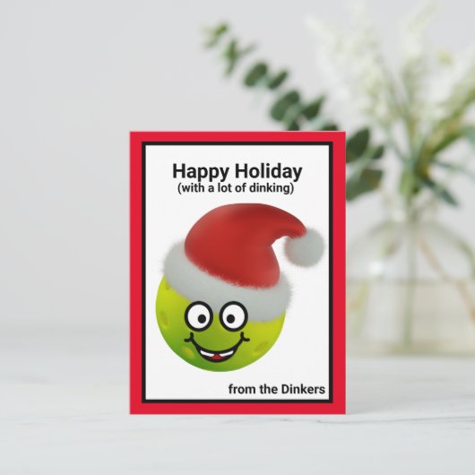 Cute Pickleball Santa 🎅 aangepaste tekst Briefkaa Briefkaart (Staand voorkant)