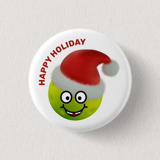 🎅 Cute Pickleball Santa Button (Voorkant)