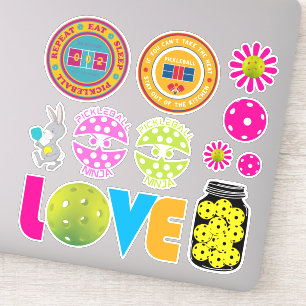 Cute pickleball sticker sheet 003, groot